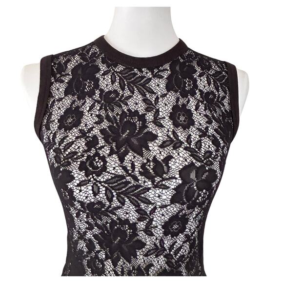 Y2K Sheer Black Lace Top | Vintage Sleeveless Stretch Mesh Tank - Rare find - Picture 3 of 5